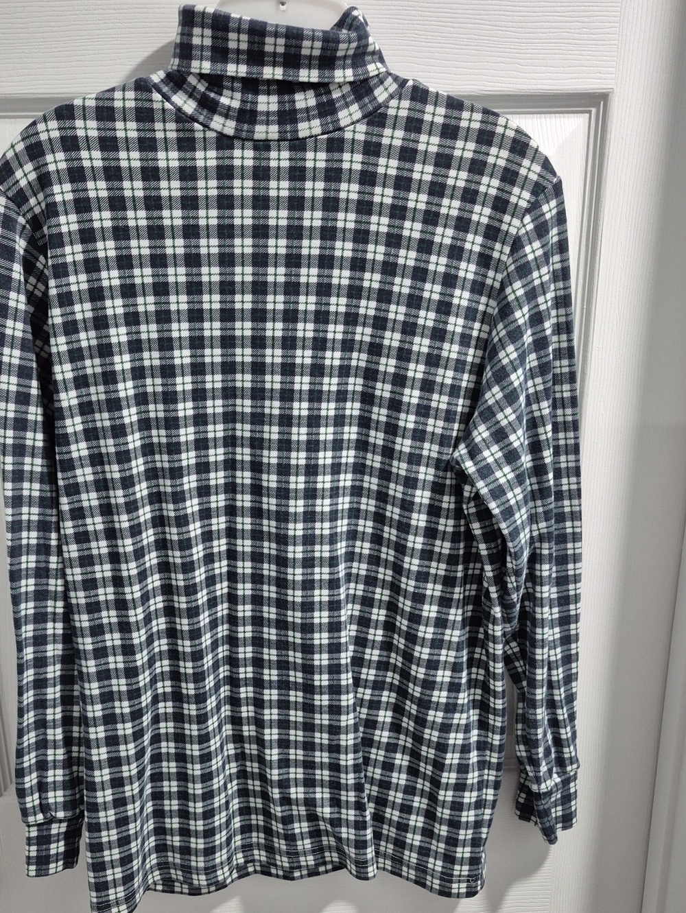 Women's Navy and White Plaid Turtleneck Shirt